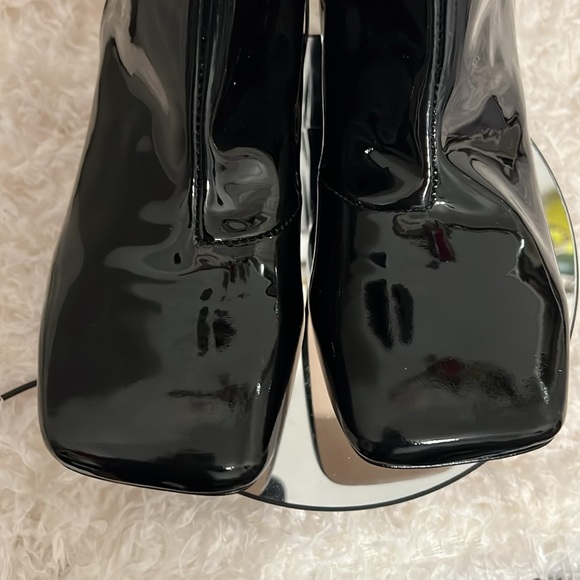 New Good American Square toe Patent Leather Ankle Boots Black Size 8.5 - Picture 4 of 8